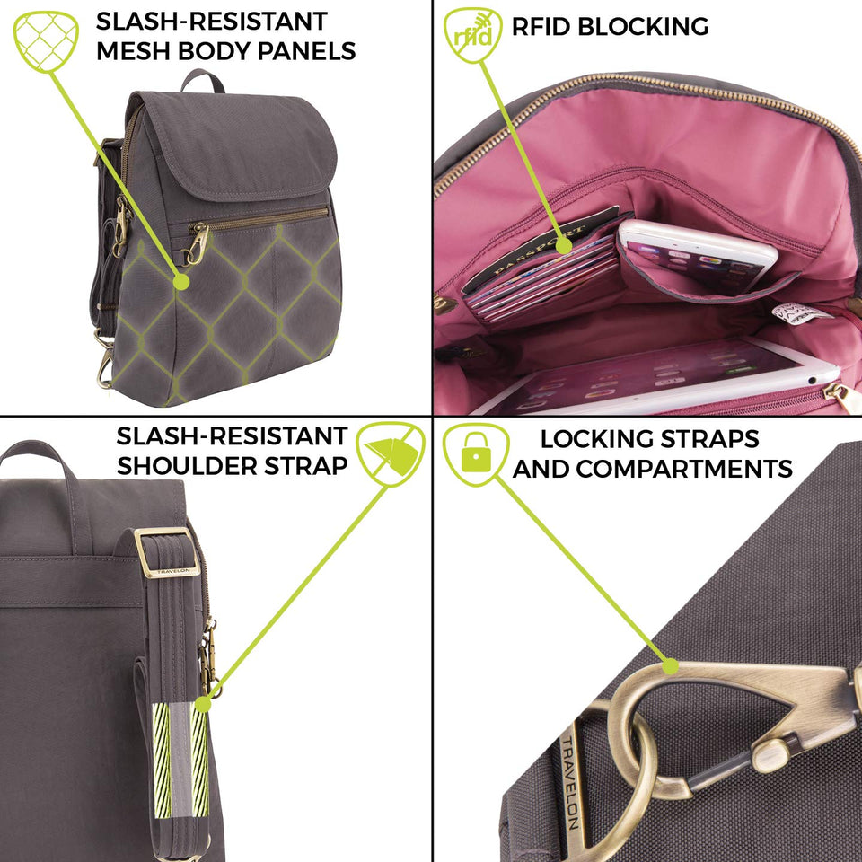 Travelon Anti-theft Signature Slim Backpack, Black