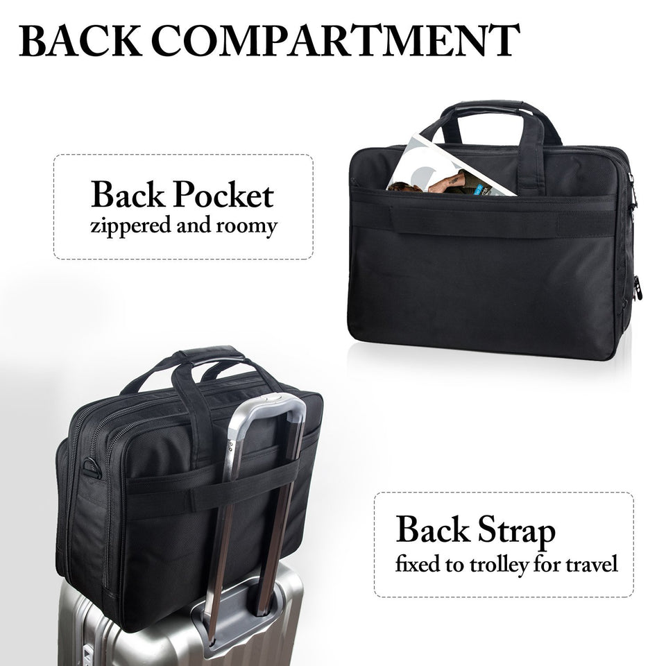 17 inch Laptop Bag, Travel Briefcase with Organizer, Expandable Large Hybrid Shoulder Bag, Water Resisatant Business Messenger Briefcases for Men and Women Fits 17 15.6 Inch Laptop, Computer, Tablet