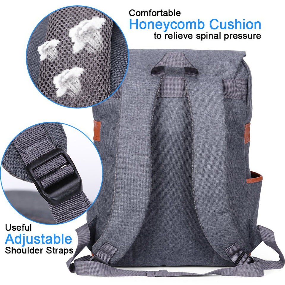 Modoker Vintage Laptop Backpack for Women Men,School College Backpack with USB Charging Port Fashion Backpack Fits 15 inch Notebook (Grey)