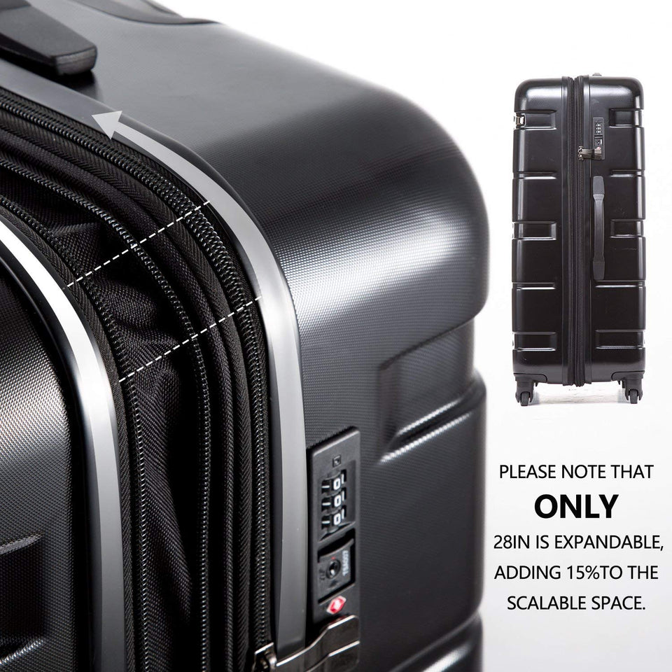 COOLIFE Luggage Expandable(only 28") Suitcase PC+ABS Spinner Built-in TSA Lock 20in 24in 28in Carry on
